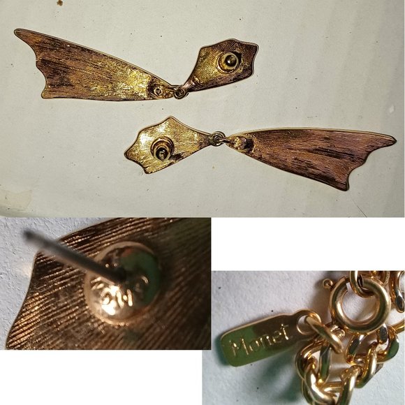 UNWORN Vntg MONET Xlong Necklace & ENAMEL Post Dangle Earrings - Picture 2 of 3